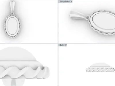 Twisted Bezel Pendant 3D Model  3D print model