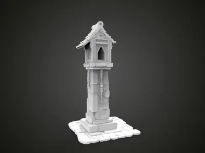 medieval urban stone lantern 5 3D print model