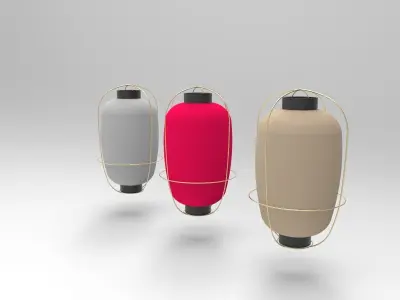 lantern P three different coloured lanterns 3D model