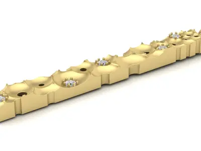 Elegant Gold Pendant with 2mm Gems 3D print model