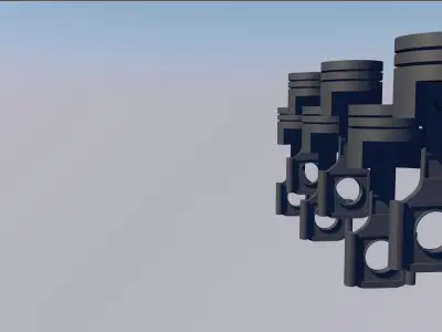 Pistons of the inline 6 engine Low-poly 3D model