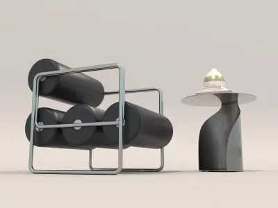 Modern Coffee Table and Armchair Set 61 3D model
