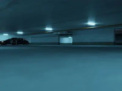 Cinematic Car Parking Lot 3D Blender File Textured 3D model