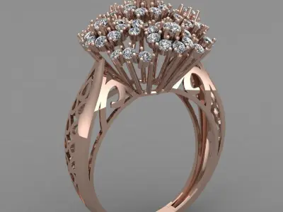 Rose Gold Women Diamond Ring 3D print model 3D print model