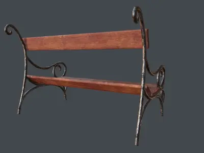 Old Park Bench Low-poly 3D model