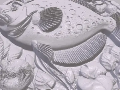 Flounder Fish 2 basrelief for 3D printing 3D print model