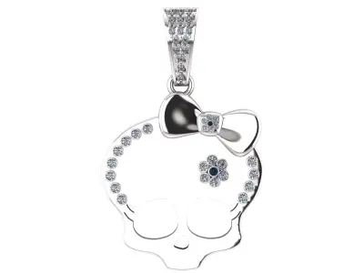 FEMALE SKULL DIAMOND PENDAN T3D PRINTABLE MODEL  3D print model