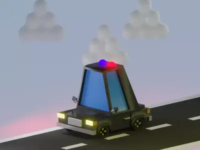 Low Poly cars truck in desert 3D model