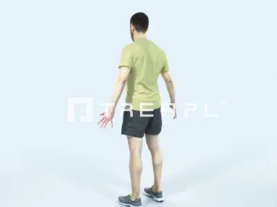 Portrait 09K Animated Rigged Sports Man Low-poly 3D model