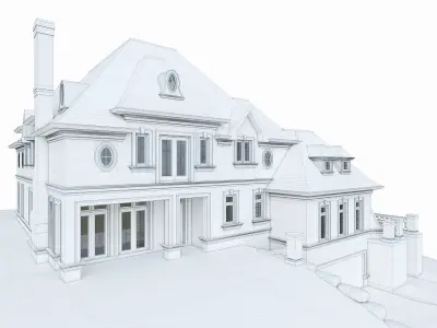 Luxury Mansion House Low-poly 3D model