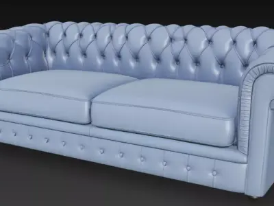 Stylish Blue Chesterfield Sofa 3D Model 3D model