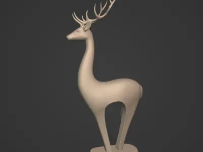 Abstract Deer Figurine -- Ready for 3D Printing Low-poly 3D model