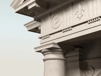 Arched portico in Doric mutulary column order gazebo 3D model