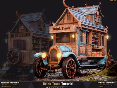 Drink Truck  3D Model Low-poly 3D model