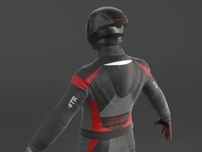 Biker Sport motorcycle rider 3D model