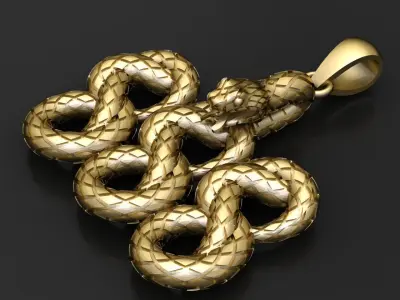 GOLDEN SNAKE PENDANT 3D PRINTABLE MODEL  3D print model