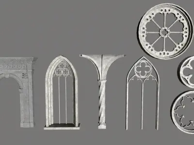 Gothic package Low-poly 3D model