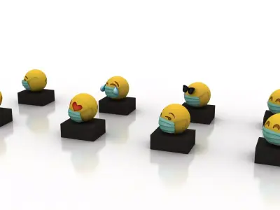 Emoji 3d ad for coronavirus  Low-poly 3D model