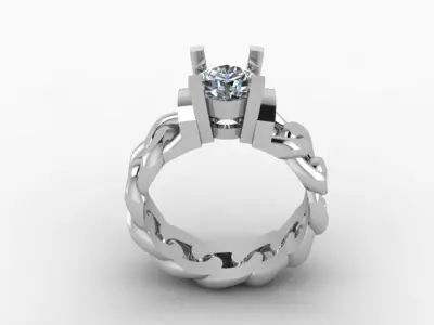  Chain Ring And Moissanite Diamond  3D print model