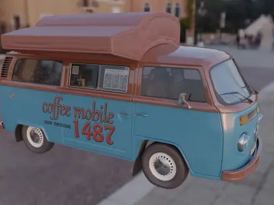 Street coffee car Volkswagen 3D model