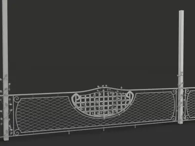 Wrought Metal Decorative Fence 3D model