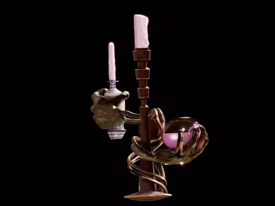 Mystic Bronze Candle Holder Low-poly 3D model