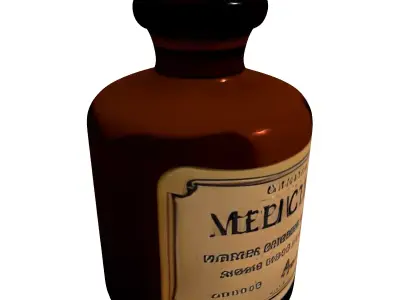 Vintage Medicine Bottle with Cork Low-poly 3D model