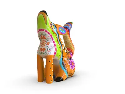 Fox Alebrije  Low-poly 3D model