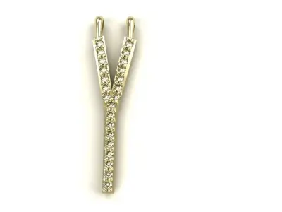 Diamond Y Pendant Gold Silver Platinum Luxury Jewelry 3D print model