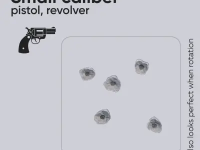 15 Bullet Hole Decals Pack on Concrete Wall 7 Texture