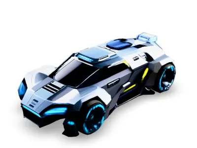 Futuristic SciFi Police Car Low-poly 3D model