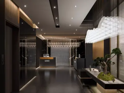 hotel lobby 3D model 3D model