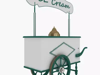Old Ice Cream Cart Low-poly 3D model