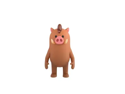Rigged Boar Character 3D model