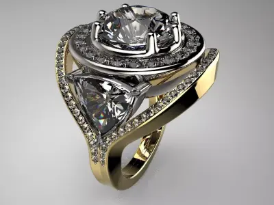 Classic Big Stone Ring 3D print model