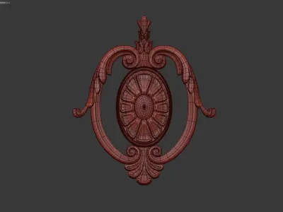 Carved decor central 3D model 3D model