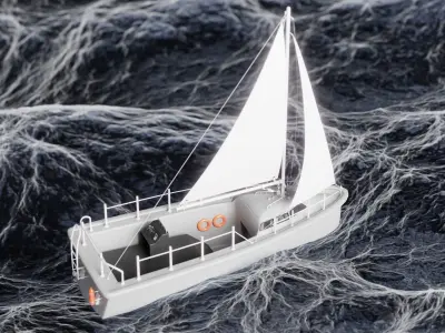 Sailing Yacht or Sailboat Low-poly 3D model