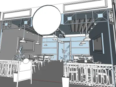 Burger House Restaurant Interior Design model 3D model