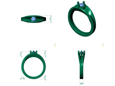 D-1699 diamond solitaire engagement ring 3D print model