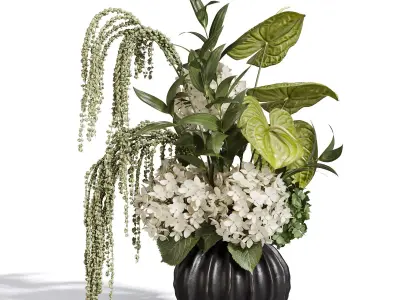 Ivory Hydrangea in a Calm Floral Scene 3D model