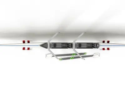 Rigged Double Scull Rowing Boat 3D model