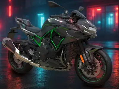 Kawasaki Z H2 2020 Superbike Low-poly 3D model