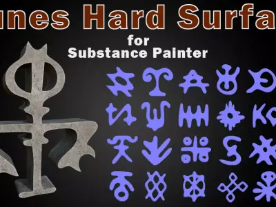 300 Runes Hard Surface for Substance Painter Low-poly 3D model
