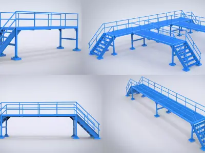 Modular industrial metal platforms 3D model