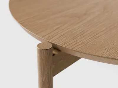 Coffee table round oak Low-poly 3D model