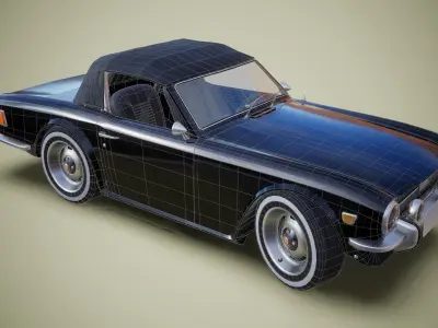 Gameready british retro sports car Low-poly 3D model