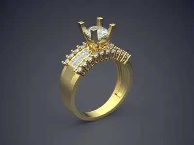 Luxury Ring With Columns And Diamond In The Middle CAD 3066 3D print model
