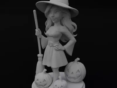 Halloween Cute Witch 3D model for 3D printing 3D print model