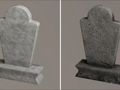 Tombstone Dirty Scary RIP inscription graveyard Free low-poly 3D model