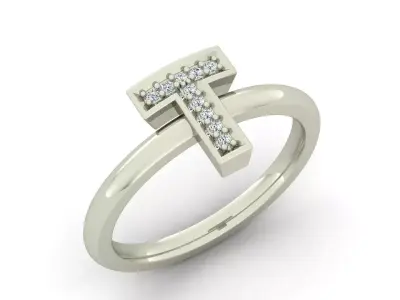 Alphabet ring letter T 3D print model